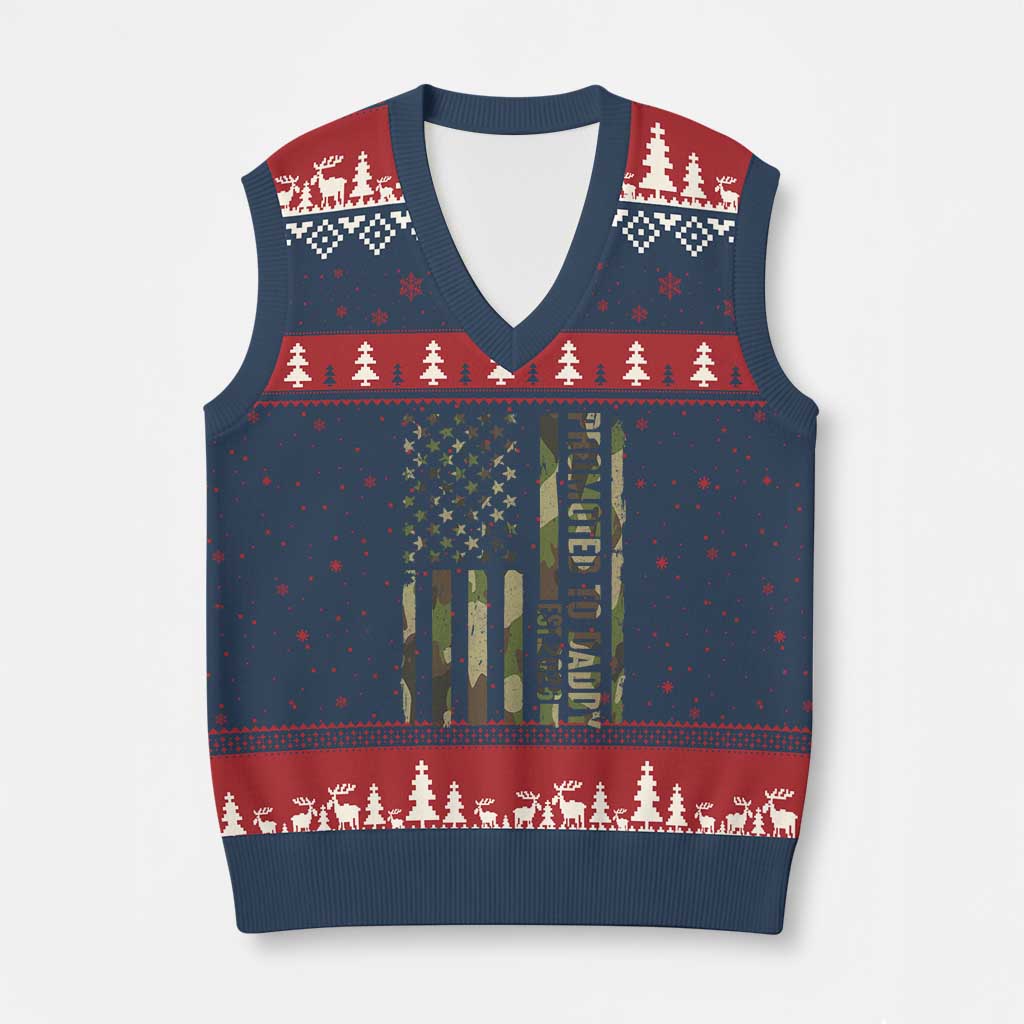 Camouflage Patriotic Dad 2026 V-Neck Knit Sweater Vest USA Flag New Father Announcement TS12 Navy Red Print Your Wear