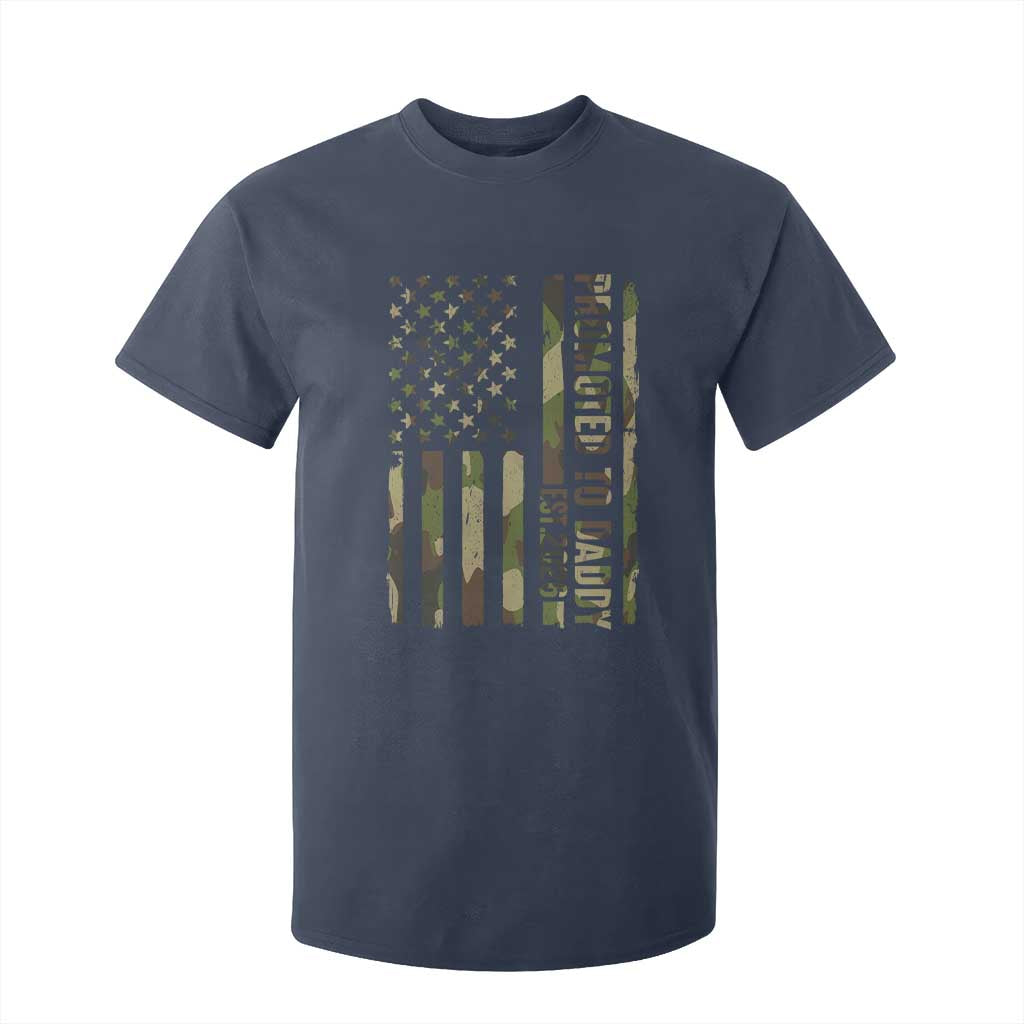 Camouflage Patriotic Dad 2026 T Shirt For Kid USA Flag New Father Announcement TS12 Navy Print Your Wear