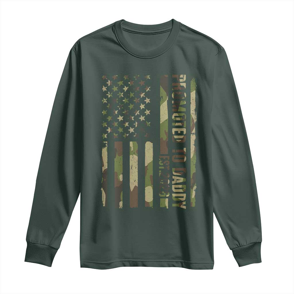 Camouflage Patriotic Dad 2026 Long Sleeve Shirt USA Flag New Father Announcement TS12 Dark Forest Green Print Your Wear