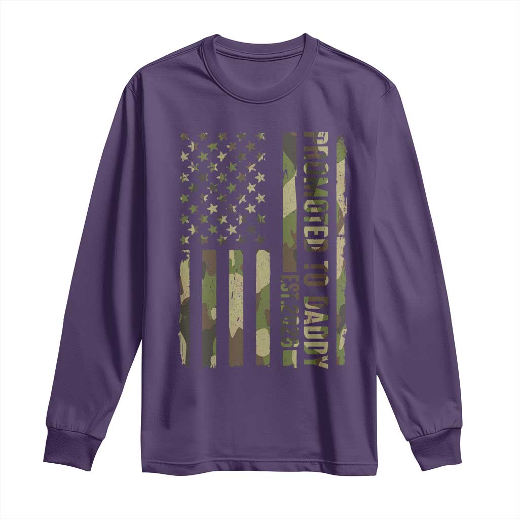 Camouflage Patriotic Dad 2026 Long Sleeve Shirt USA Flag New Father Announcement TS12 Purple Print Your Wear
