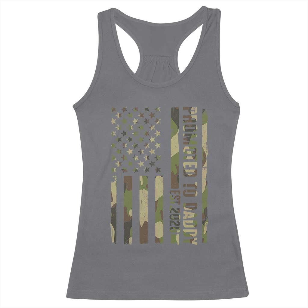 Camouflage Patriotic Dad 2026 Racerback Tank Top USA Flag New Father Announcement TS12 Charcoal Print Your Wear