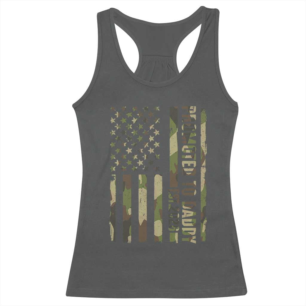 Camouflage Patriotic Dad 2026 Racerback Tank Top USA Flag New Father Announcement TS12 Dark Heather Print Your Wear