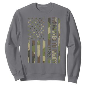 Camouflage Patriotic Dad 2026 Sweatshirt USA Flag New Father Announcement TS12 Charcoal Print Your Wear
