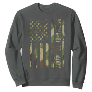 Camouflage Patriotic Dad 2026 Sweatshirt USA Flag New Father Announcement TS12 Dark Heather Print Your Wear
