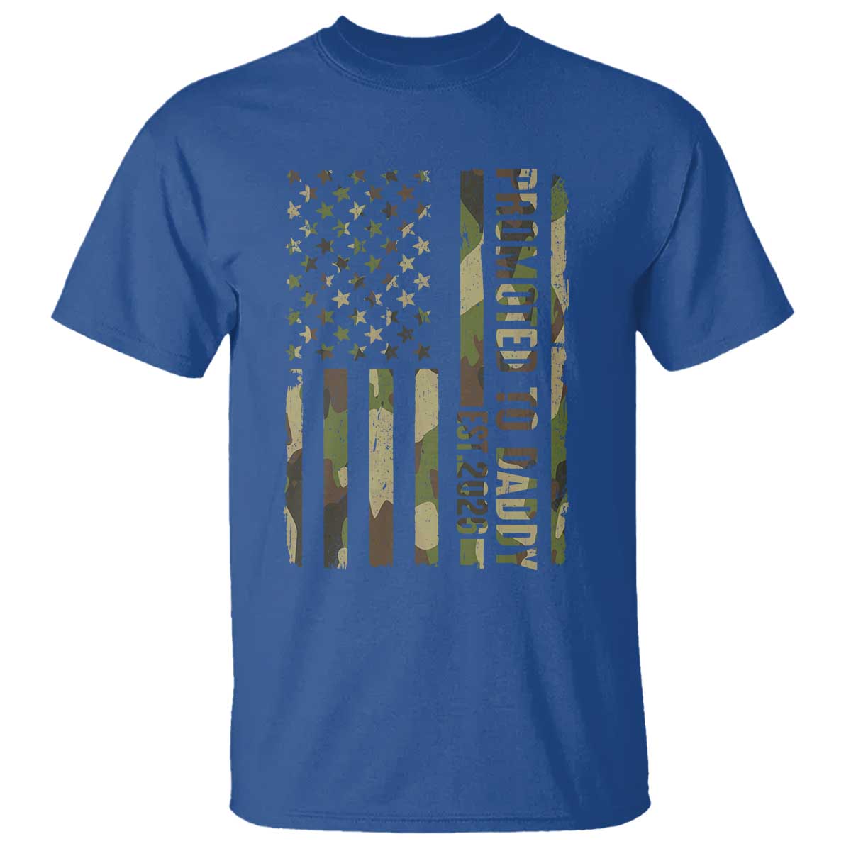 Camouflage Patriotic Dad 2026 T Shirt USA Flag New Father Announcement TS12 Royal Blue Print Your Wear