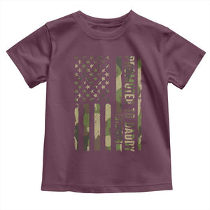 Camouflage Patriotic Dad 2026 Toddler T Shirt USA Flag New Father Announcement TS12 Maroon Print Your Wear