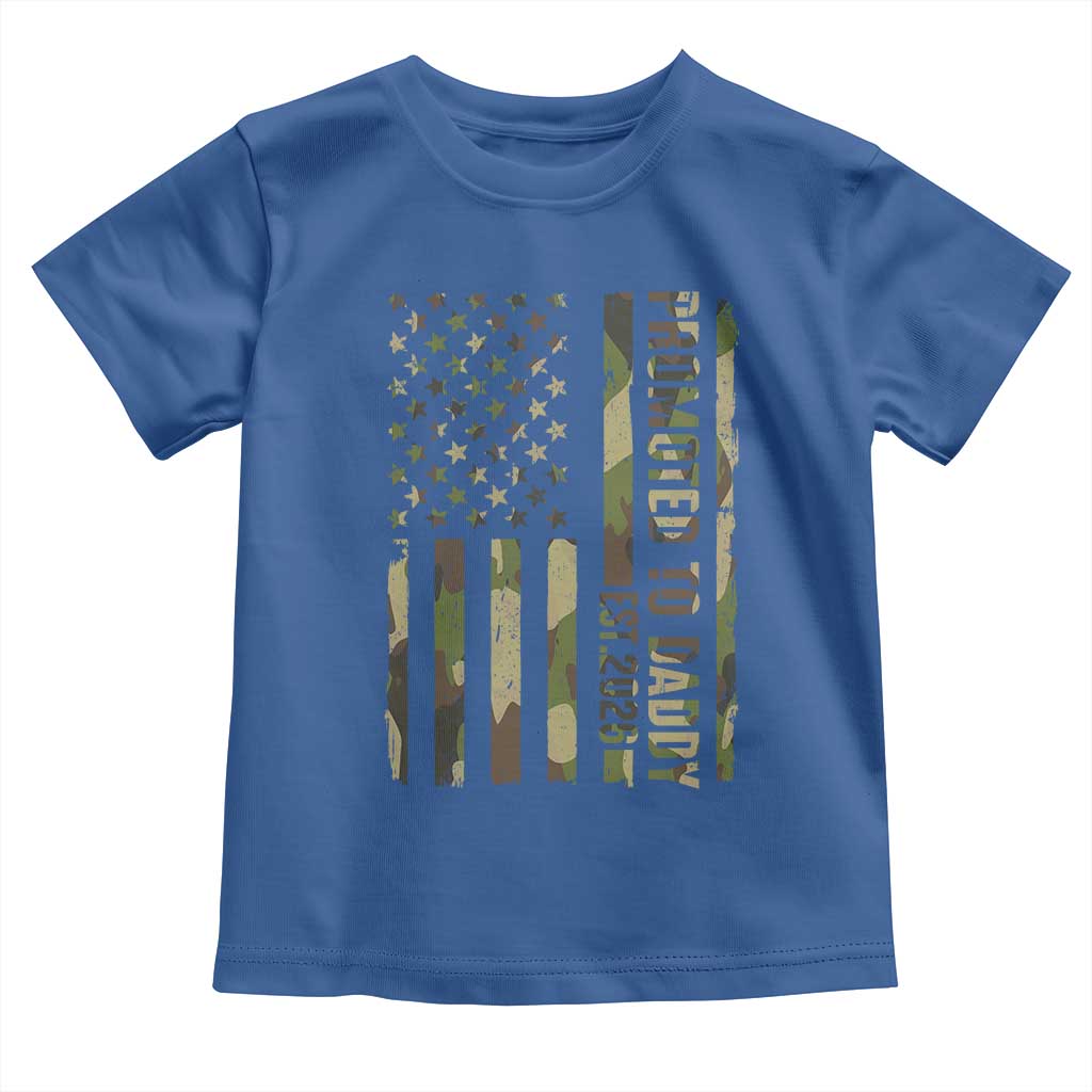 Camouflage Patriotic Dad 2026 Toddler T Shirt USA Flag New Father Announcement TS12 Royal Blue Print Your Wear