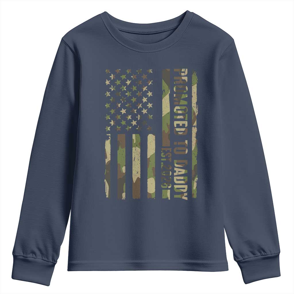 Camouflage Patriotic Dad 2026 Youth Sweatshirt USA Flag New Father Announcement TS12 Navy Print Your Wear