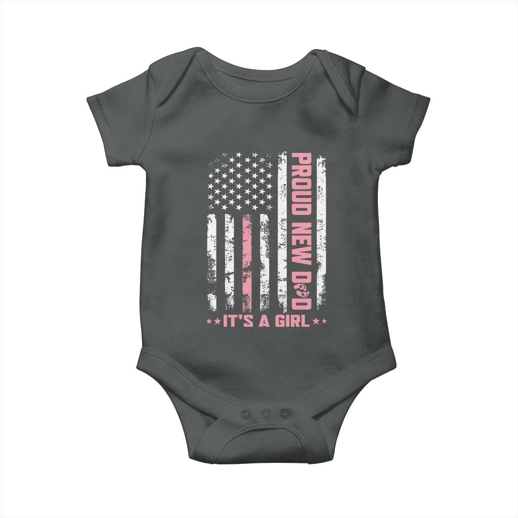Proud New Dad Its A Girl Baby Onesie Patriotic First Fathers Day Gift TS12 Dark Heather Print Your Wear