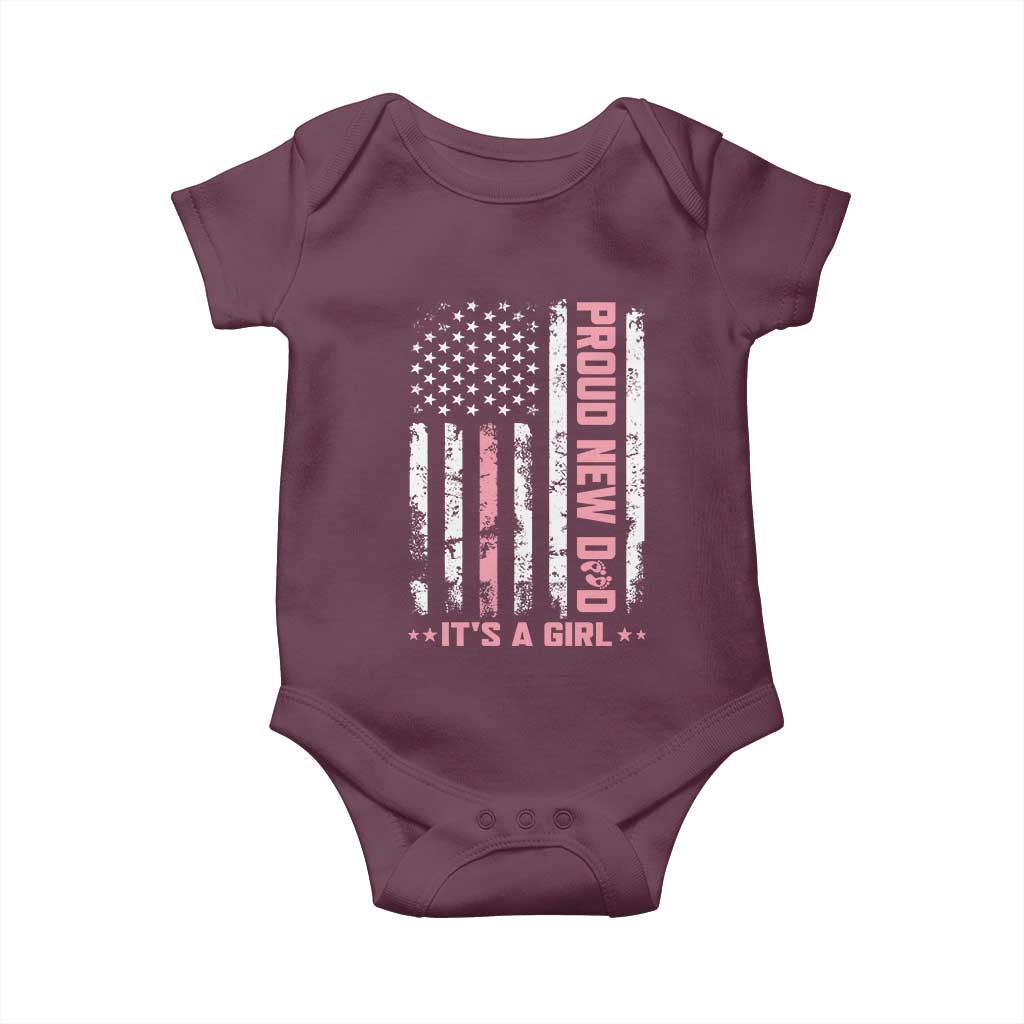 Proud New Dad Its A Girl Baby Onesie Patriotic First Fathers Day Gift TS12 Maroon Print Your Wear
