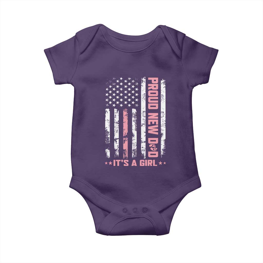 Proud New Dad Its A Girl Baby Onesie Patriotic First Fathers Day Gift TS12 Purple Print Your Wear