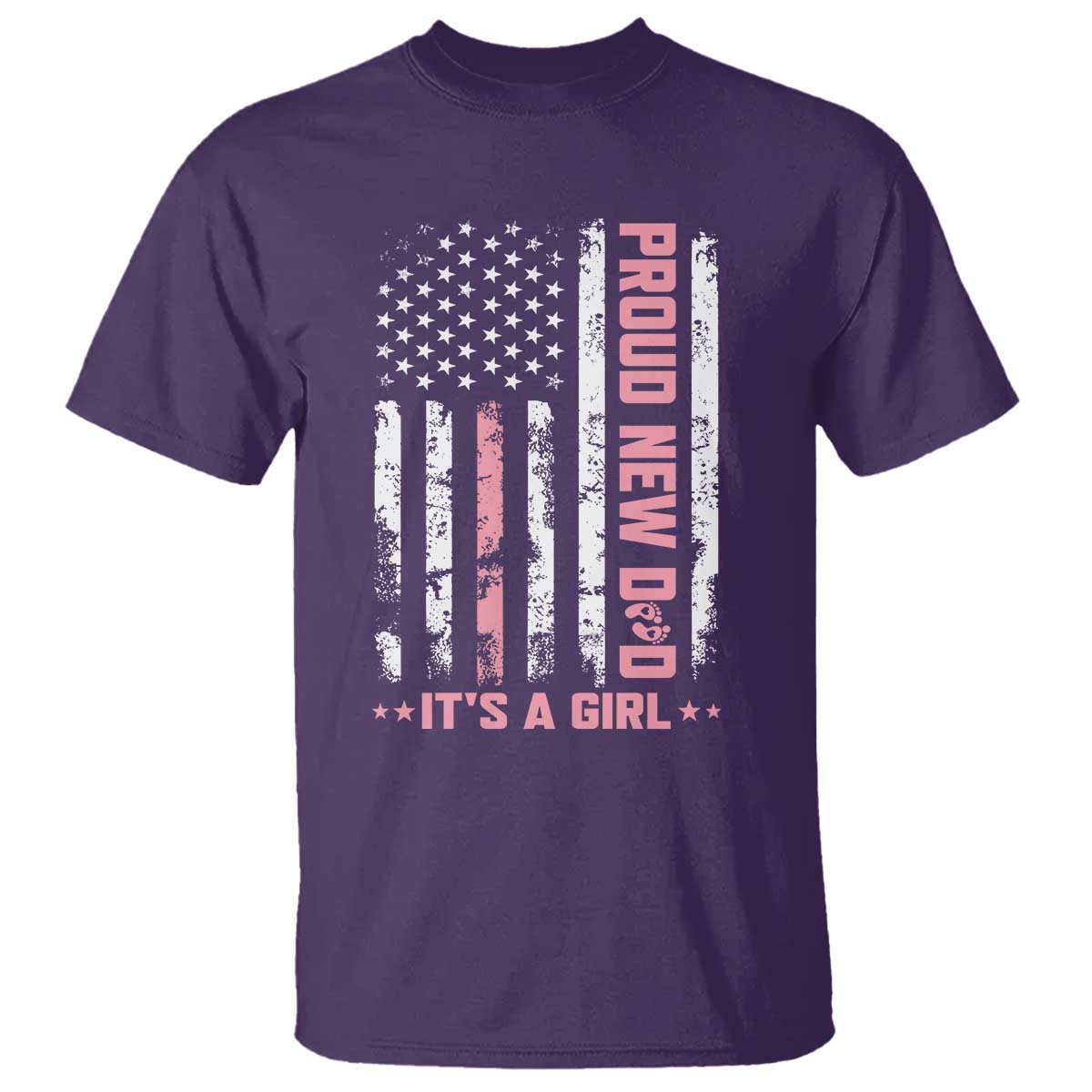 Proud New Dad Its A Girl T Shirt Patriotic First Fathers Day Gift TS12 Purple Print Your Wear