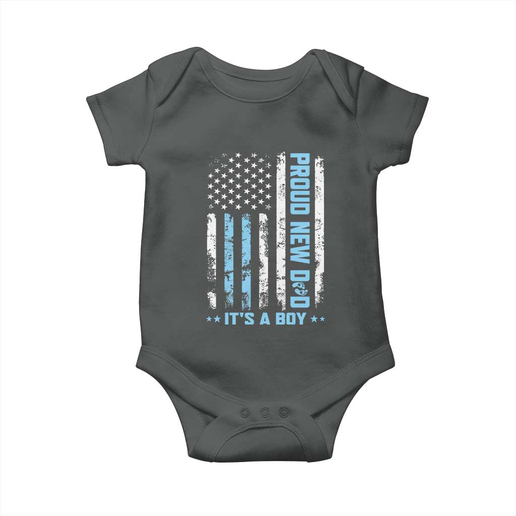 Proud New Dad Its A Boy Baby Onesie Patriotic First Fathers Day Gift TS12 Dark Heather Print Your Wear