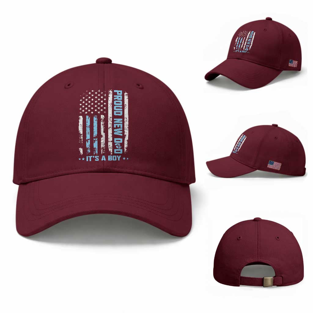 Proud New Dad Its A Boy Baseball Cap Patriotic First Fathers Day Gift TS12 Baseball Cap Universal Fit Maroon Print Your Wear