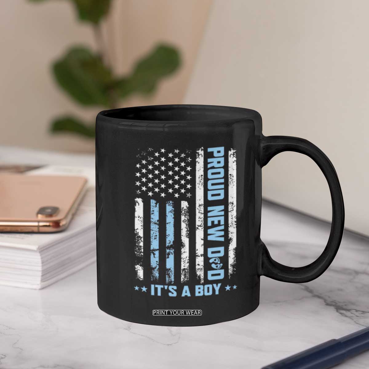Proud New Dad Its A Boy Coffee Mug Patriotic First Fathers Day Gift TS12 Print Your Wear