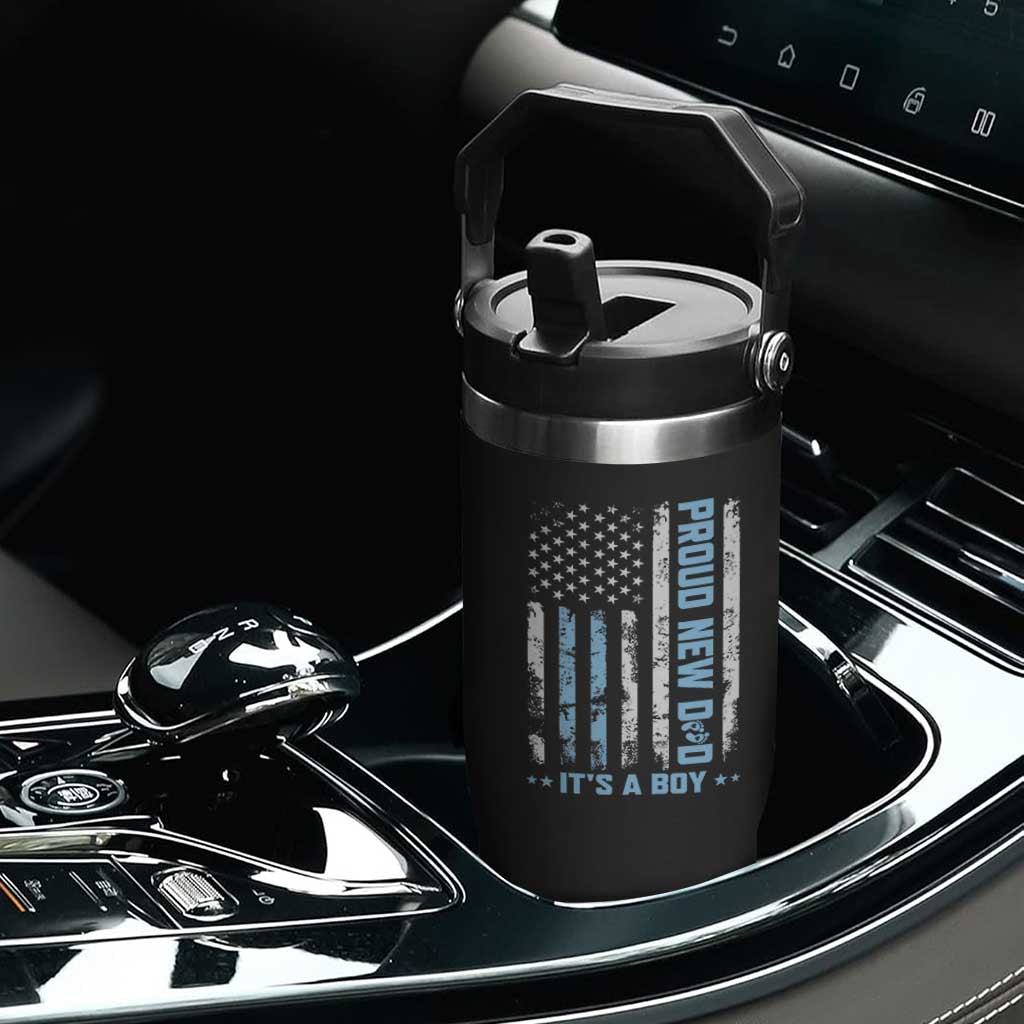 Proud New Dad Its A Boy Flip Straw Tumbler Patriotic First Fathers Day Gift TS12 Print Your Wear