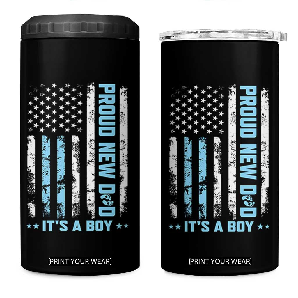 Proud New Dad Its A Boy 4 in 1 Can Cooler Tumbler Patriotic First Fathers Day Gift TS12 One Size: 16 oz Black Print Your Wear