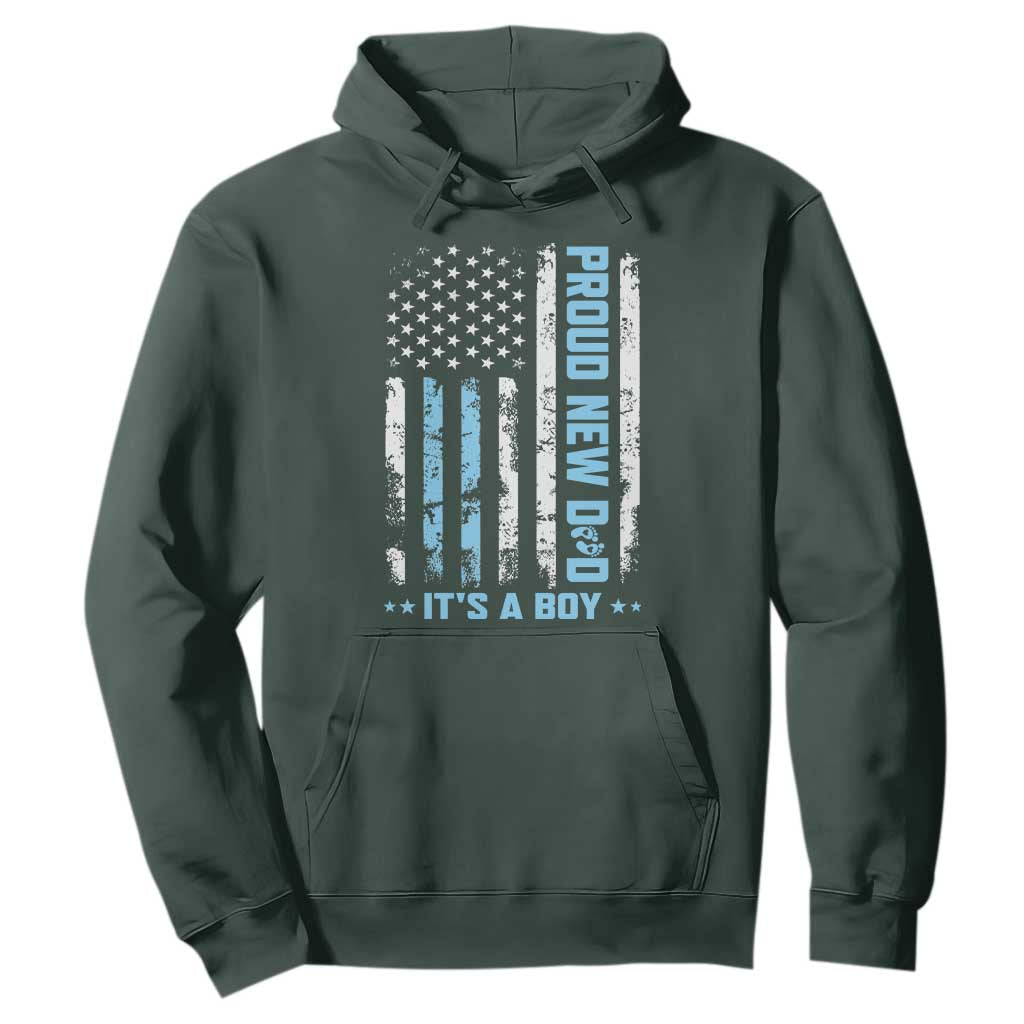 Proud New Dad Its A Boy Hoodie Patriotic First Fathers Day Gift TS12 Dark Forest Green Print Your Wear