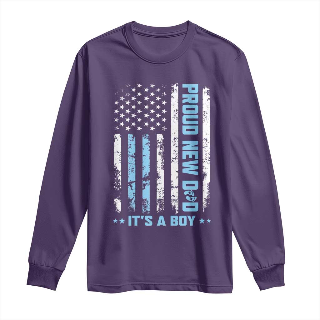 Proud New Dad Its A Boy Long Sleeve Shirt Patriotic First Fathers Day Gift TS12 Purple Print Your Wear
