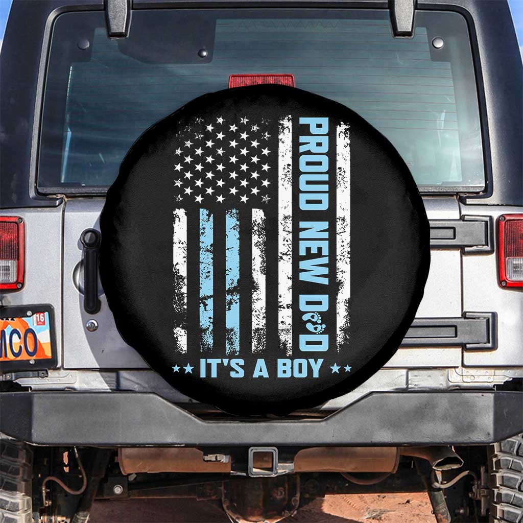 Proud New Dad Its A Boy Spare Tire Cover Patriotic First Fathers Day Gift TS12 No hole Black Print Your Wear