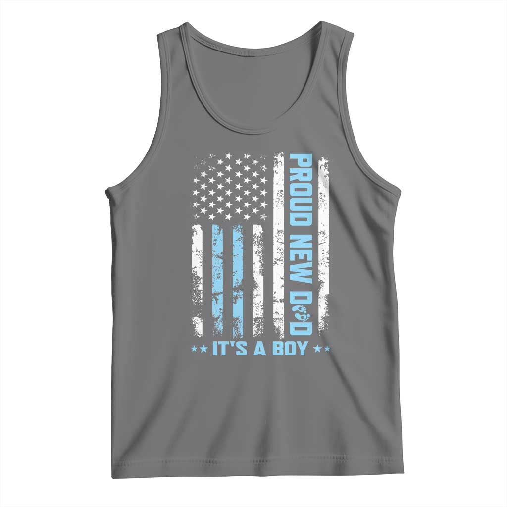Proud New Dad Its A Boy Tank Top Patriotic First Fathers Day Gift TS12 Black Heather Print Your Wear