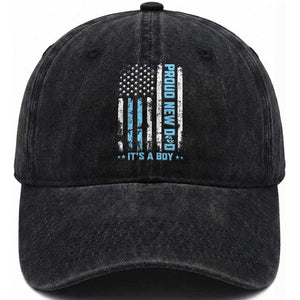 Proud New Dad Its A Boy Washed Cotton Baseball Cap Patriotic First Fathers Day Gift TS12 Print Your Wear