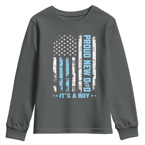 Proud New Dad Its A Boy Youth Sweatshirt Patriotic First Fathers Day Gift TS12 Dark Heather Print Your Wear