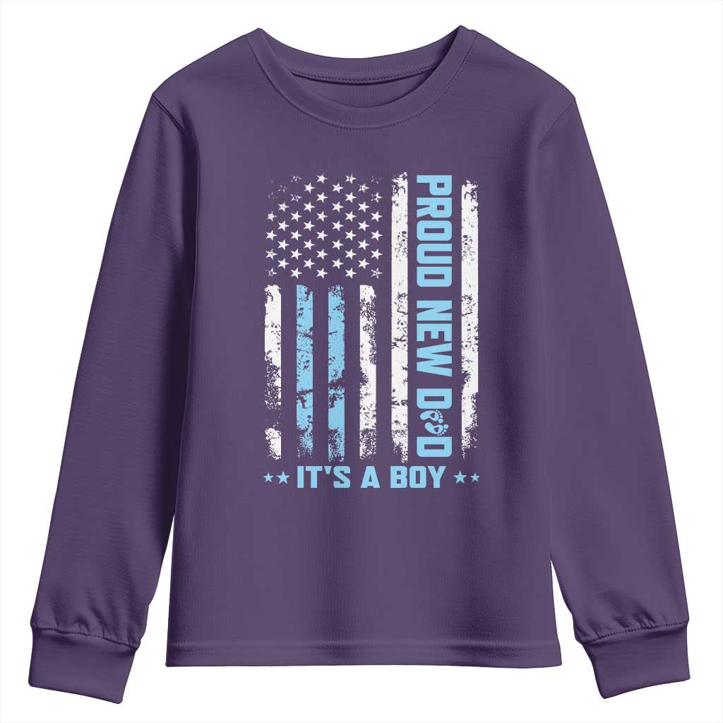 Proud New Dad Its A Boy Youth Sweatshirt Patriotic First Fathers Day Gift TS12 Purple Print Your Wear