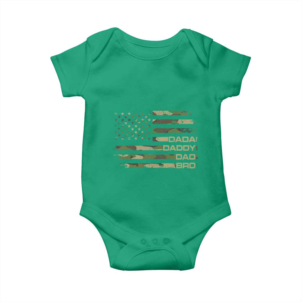 Dada Daddy Dad Bro Camo American Flag Baby Onesie Patriotic Fathers Day Gift TS12 Irish Green Print Your Wear