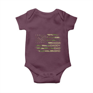 Dada Daddy Dad Bro Camo American Flag Baby Onesie Patriotic Fathers Day Gift TS12 Maroon Print Your Wear