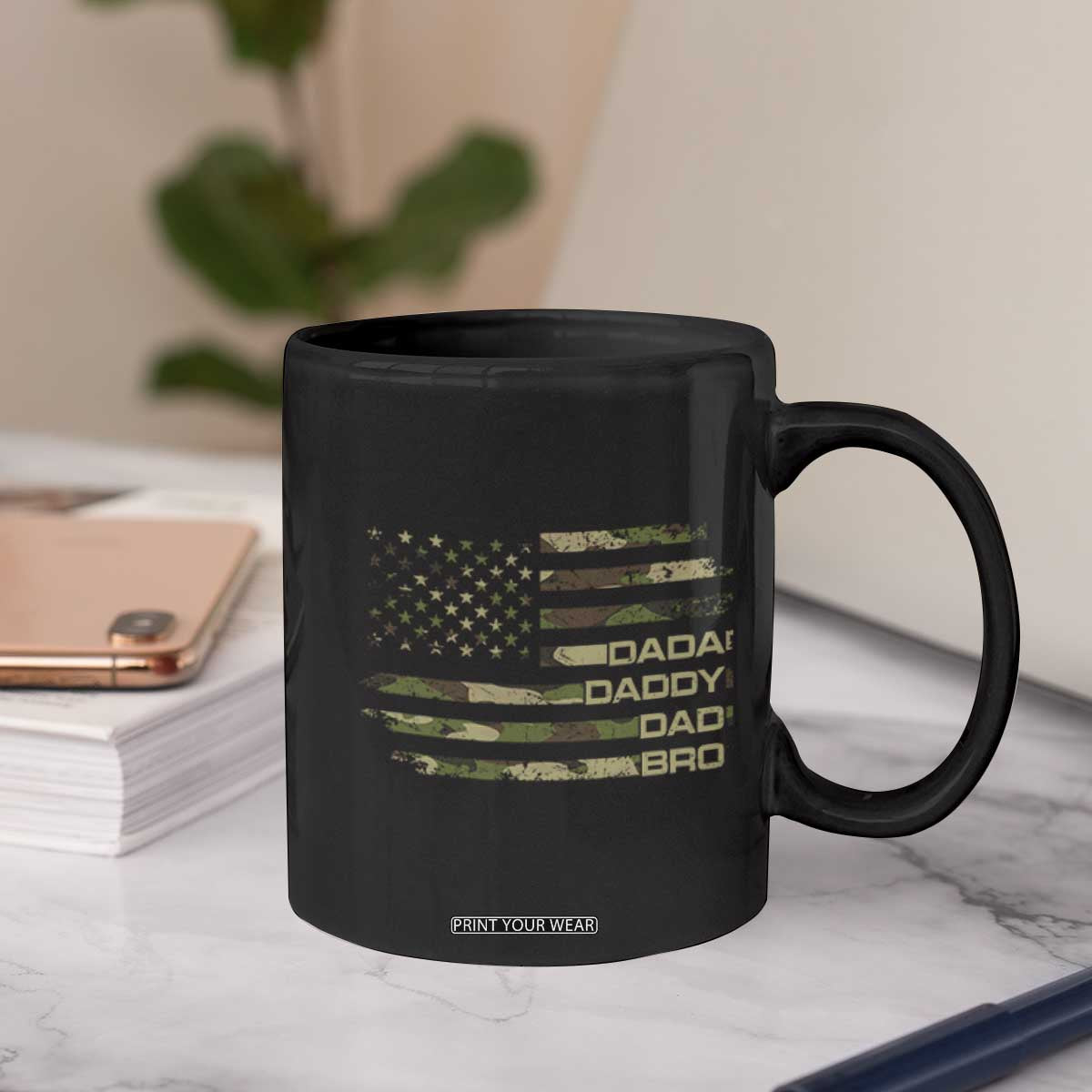 Dada Daddy Dad Bro Camo American Flag Coffee Mug Patriotic Fathers Day Gift TS12 Print Your Wear
