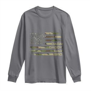 Dada Daddy Dad Bro Camo American Flag Long Sleeve Shirt Patriotic Fathers Day Gift TS12 Charcoal Print Your Wear