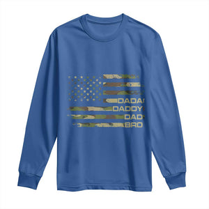 Dada Daddy Dad Bro Camo American Flag Long Sleeve Shirt Patriotic Fathers Day Gift TS12 Royal Blue Print Your Wear