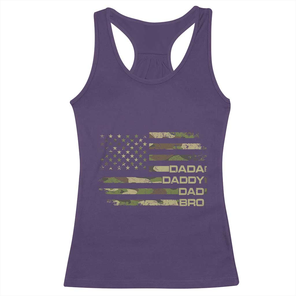 Dada Daddy Dad Bro Camo American Flag Racerback Tank Top Patriotic Fathers Day Gift TS12 Purple Print Your Wear