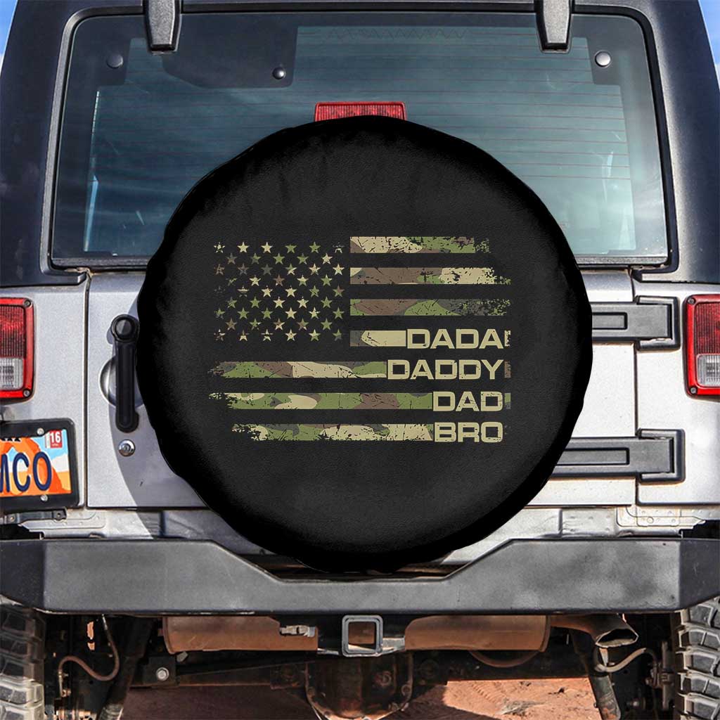 Dada Daddy Dad Bro Camo American Flag Spare Tire Cover Patriotic Fathers Day Gift TS12 No hole Black Print Your Wear
