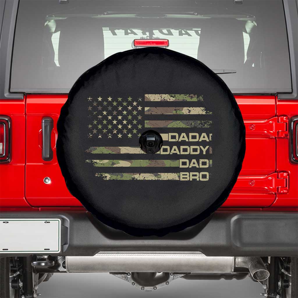 Dada Daddy Dad Bro Camo American Flag Spare Tire Cover Patriotic Fathers Day Gift TS12 Black Print Your Wear