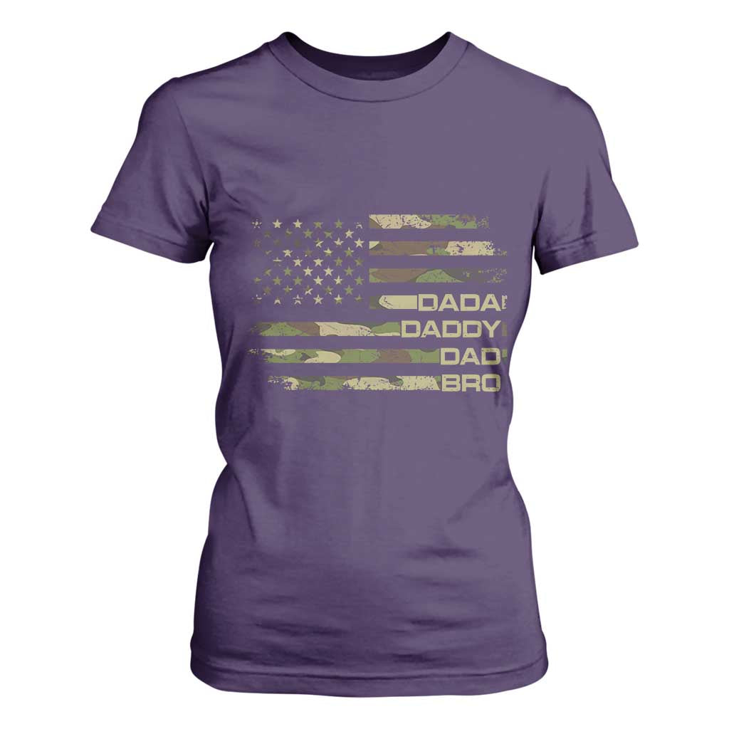 Dada Daddy Dad Bro Camo American Flag T Shirt For Women Patriotic Fathers Day Gift TS12 Purple Print Your Wear