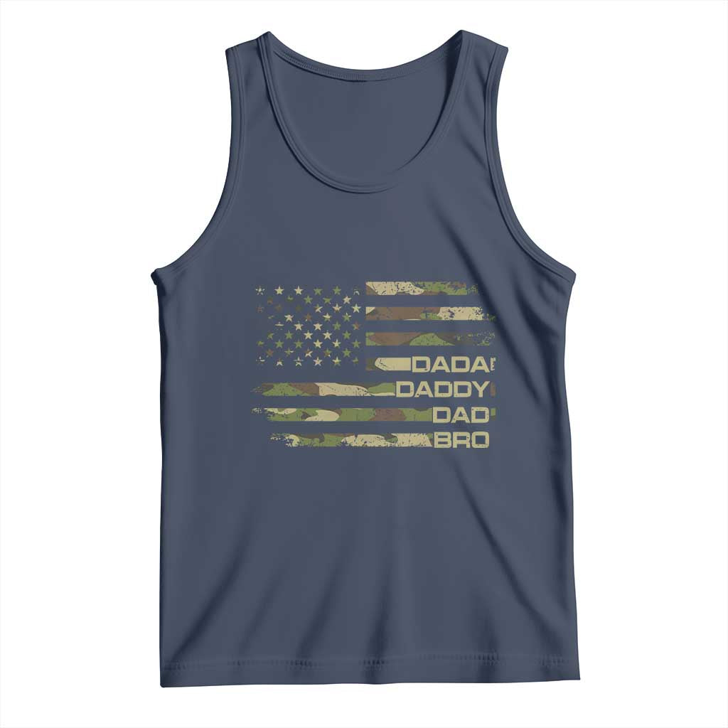 Dada Daddy Dad Bro Camo American Flag Tank Top Patriotic Fathers Day Gift TS12 Navy Print Your Wear