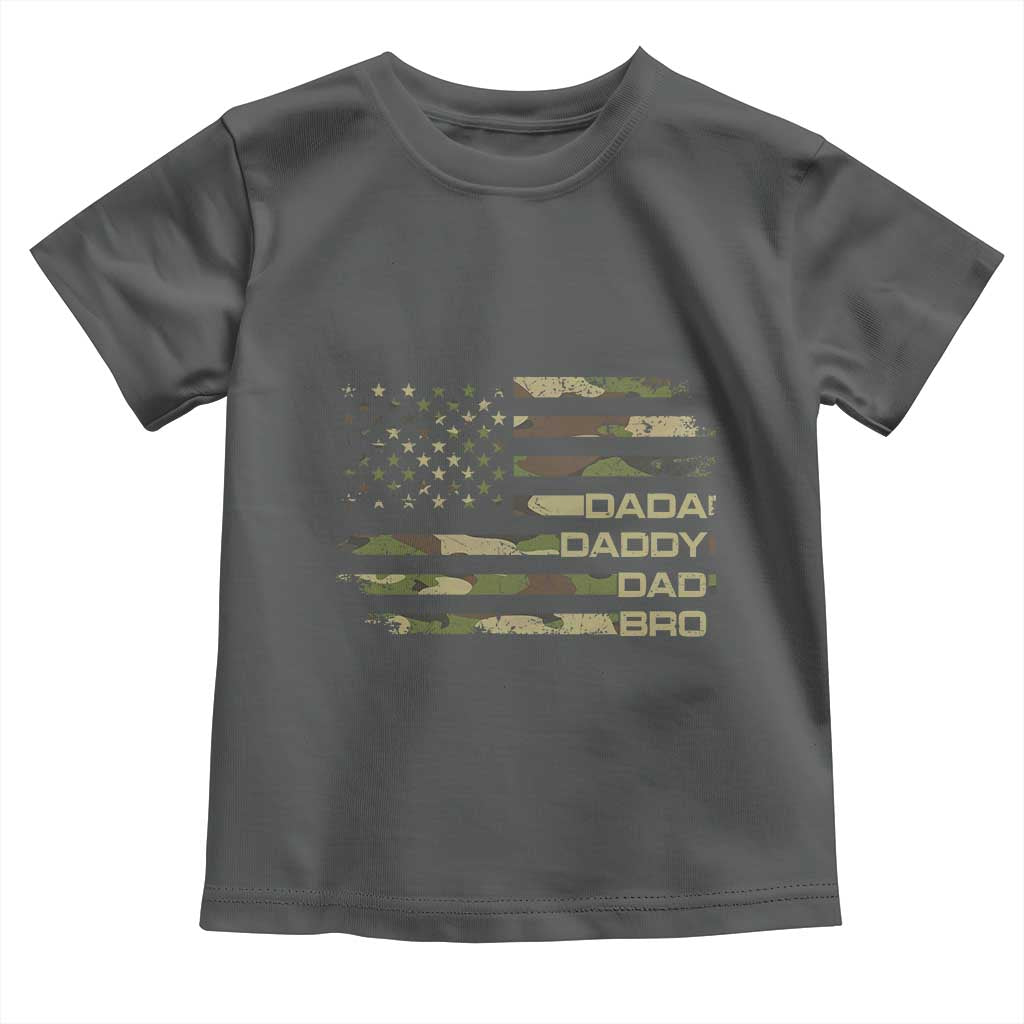 Dada Daddy Dad Bro Camo American Flag Toddler T Shirt Patriotic Fathers Day Gift TS12 Dark Heather Print Your Wear