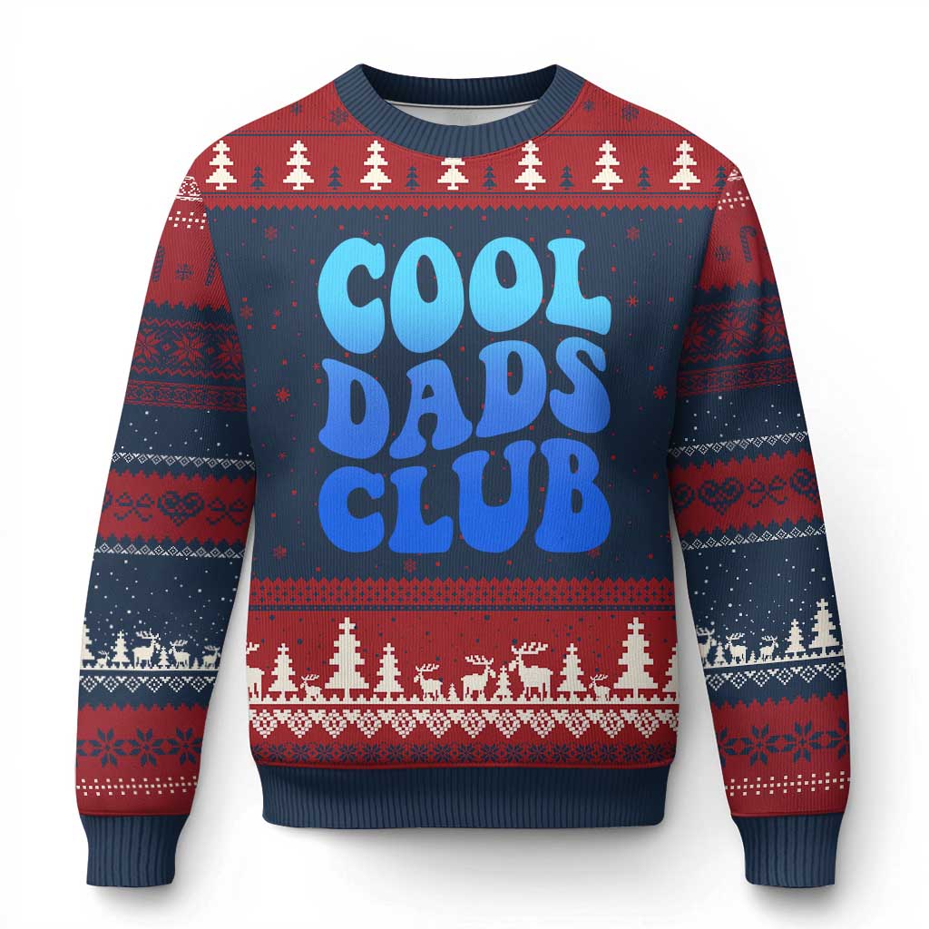 Cool Dads Club Blue Typography Ugly Christmas Sweater Fathers Day Gift TS12 Navy Red Print Your Wear