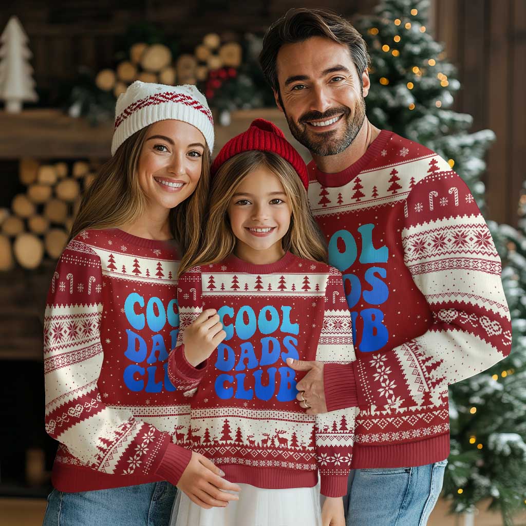 Cool Dads Club Blue Typography Ugly Christmas Sweater Fathers Day Gift TS12 Red Beige Print Your Wear