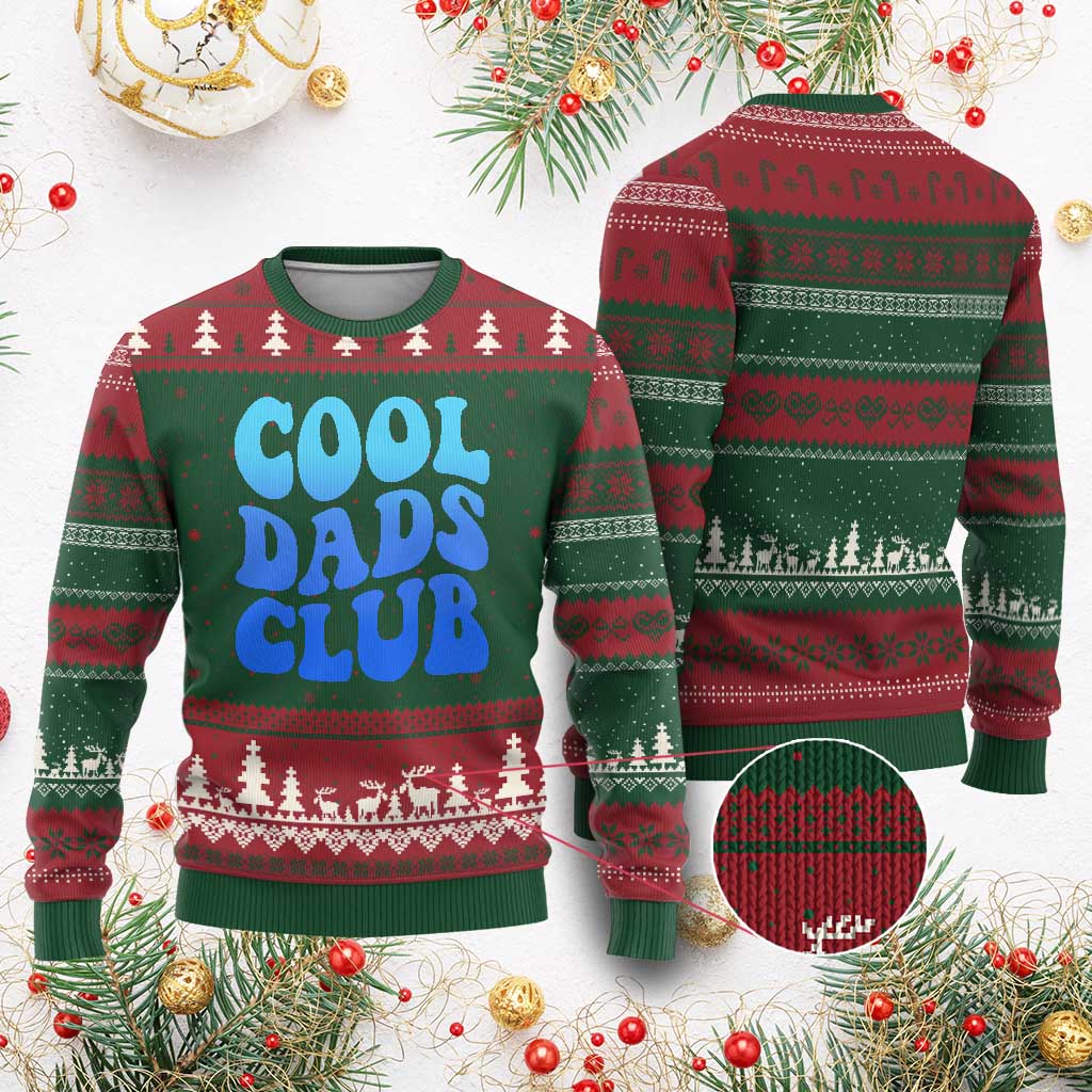 Cool Dads Club Blue Typography Ugly Christmas Sweater Fathers Day Gift TS12 Red Green Print Your Wear