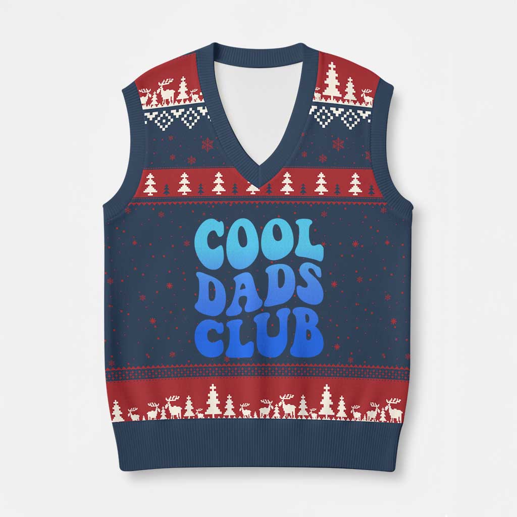 Cool Dads Club Blue Typography V-Neck Knit Sweater Vest Fathers Day Gift TS12 Navy Red Print Your Wear