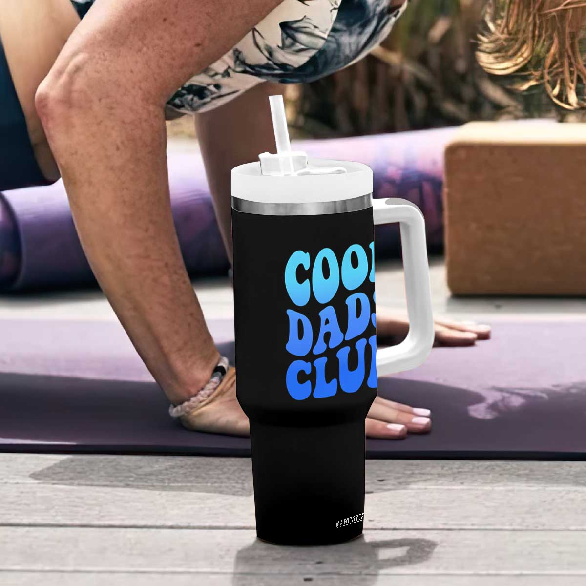 Cool Dads Club Blue Typography Tumbler With Handle Fathers Day Gift TS12 Print Your Wear