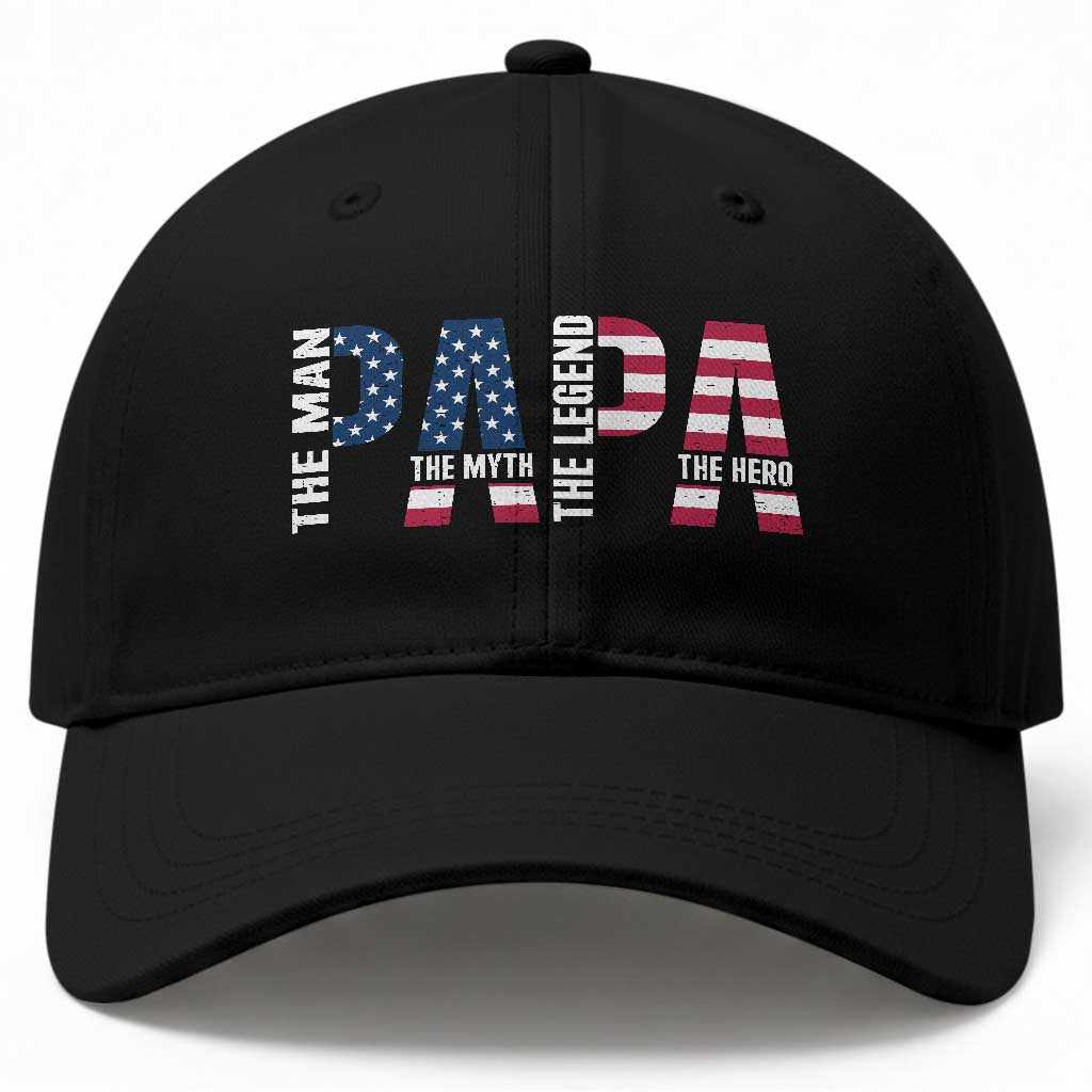 Vintage American Flag Papa The Man The Myth The Legend Baseball Cap Fathers Day Gift TS12 Print Your Wear