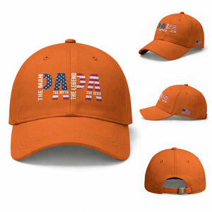 Vintage American Flag Papa The Man The Myth The Legend Baseball Cap Fathers Day Gift TS12 Baseball Cap Universal Fit Orange Print Your Wear
