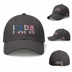 Vintage American Flag Papa The Man The Myth The Legend Baseball Cap Fathers Day Gift TS12 Baseball Cap Universal Fit Dark Gray Print Your Wear