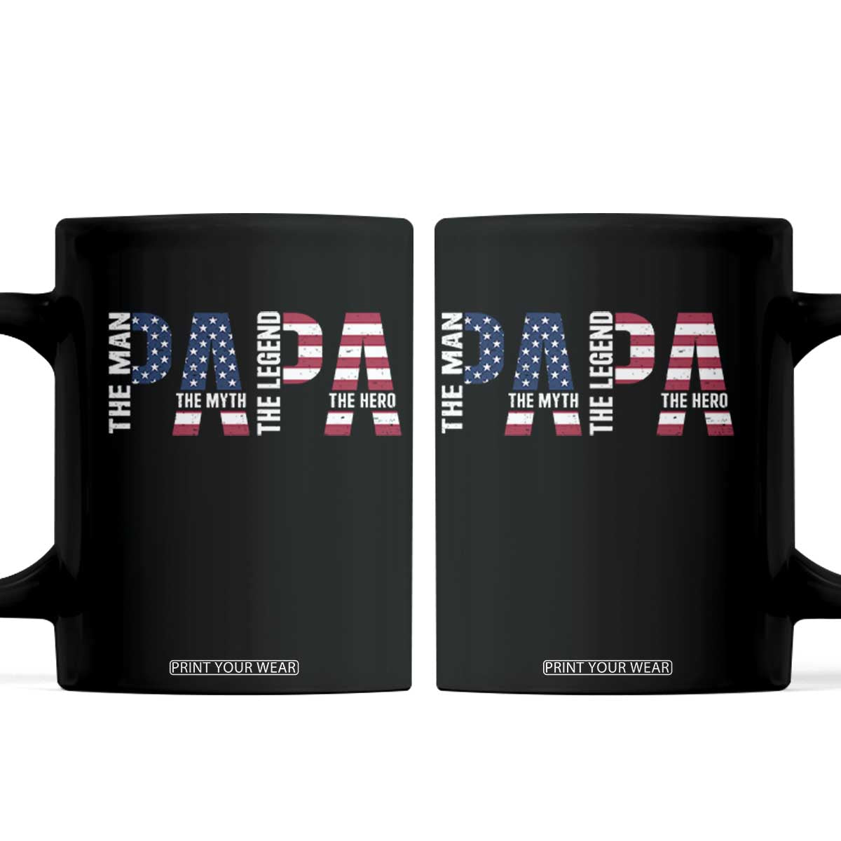 Vintage American Flag Papa The Man The Myth The Legend Coffee Mug Fathers Day Gift TS12 Black Print Your Wear