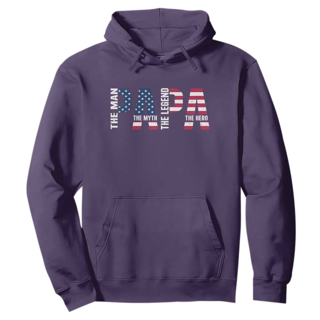 Vintage American Flag Papa The Man The Myth The Legend Hoodie Fathers Day Gift TS12 Purple Print Your Wear