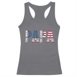 Vintage American Flag Papa The Man The Myth The Legend Racerback Tank Top Fathers Day Gift TS12 Charcoal Print Your Wear